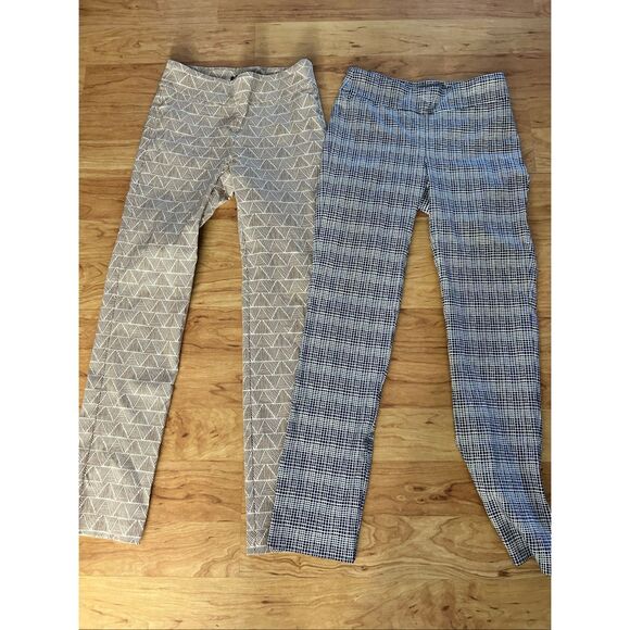 J. McLaughlin size 4 Gingham Stretch Navy/White Check Straight Leg Pants - Picture 1 of 6